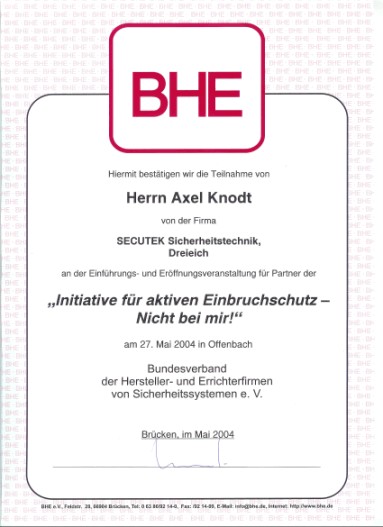 BHE Certificate